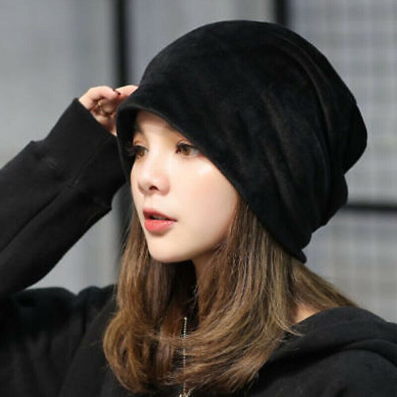 Dame herre fløyel baggy lue lue vinter varm oversized ski cap