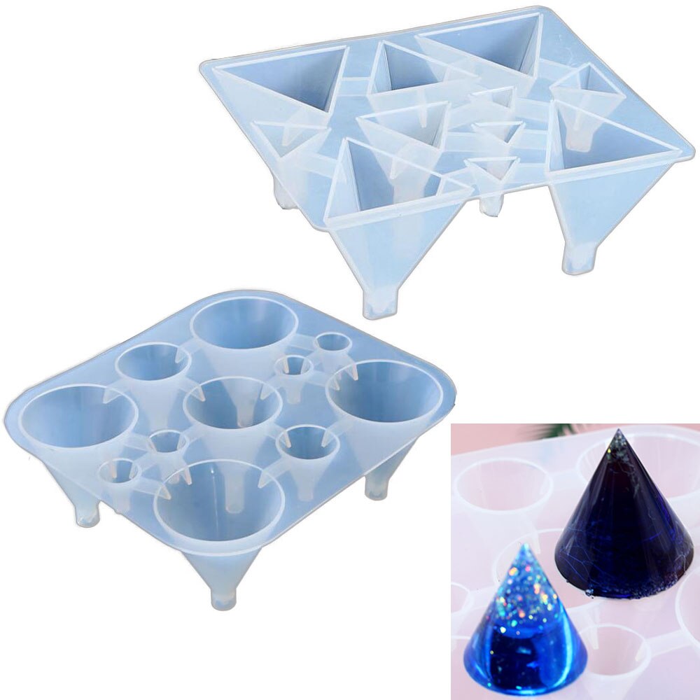 1PC Pyramid Cones Shaped Silicone Jewelry Mold UV Resin Epoxy Tools Jewelry Making Tools DIY Pendant Molds