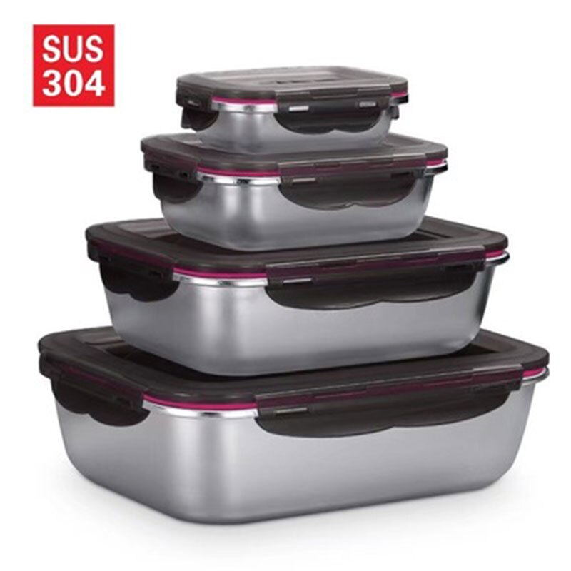 304 Stainlesss Stahl Leck nachweisen Picknick Kasten Mittagessen Kasten mit Deckel Bento Kasten Lebensmittel Lagerung Container Für freundlicher Tragbare Lebensmittel bento Kasten
