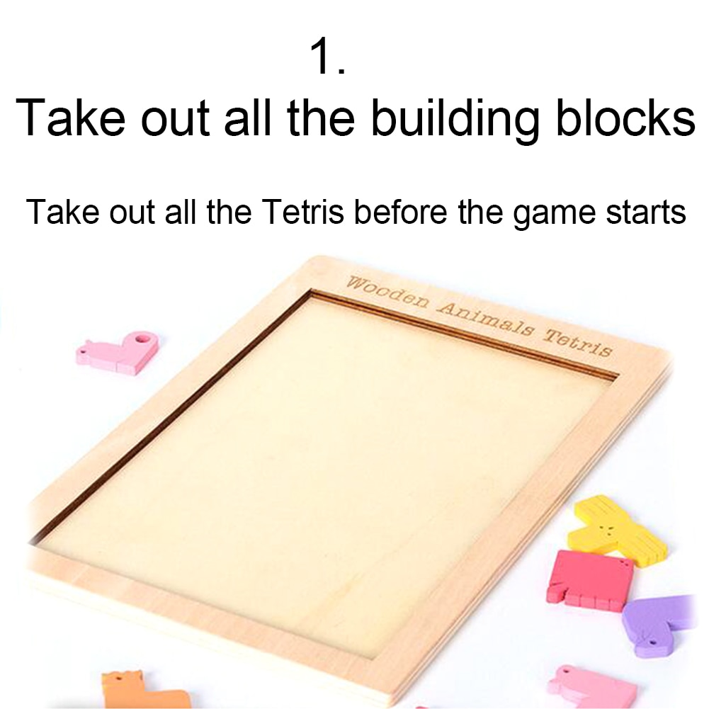 Rompecabezas de Tetris de animales de dibujos animados para niños, rompecabezas de madera Tangram, juego de Tetris, juguete educativo para niños, juguete de para aprendizaje