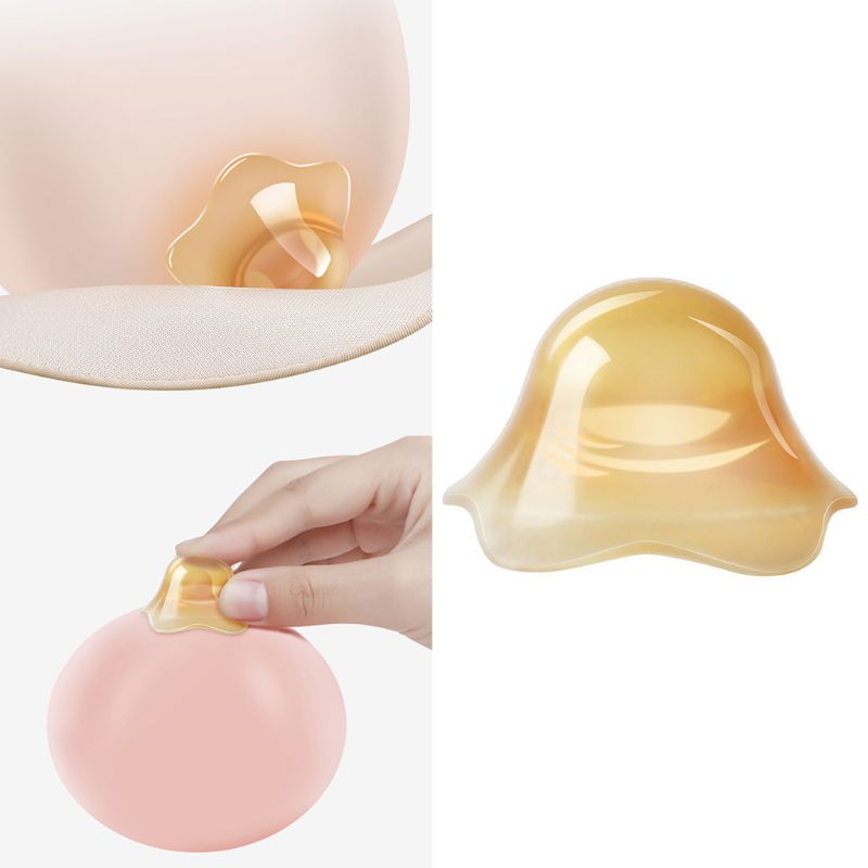 2Pcs/Pair Nano Silver Silicone Nipple Corrector Petal-Shaped Extractor Antibacterial Invagination Flat Suction Device