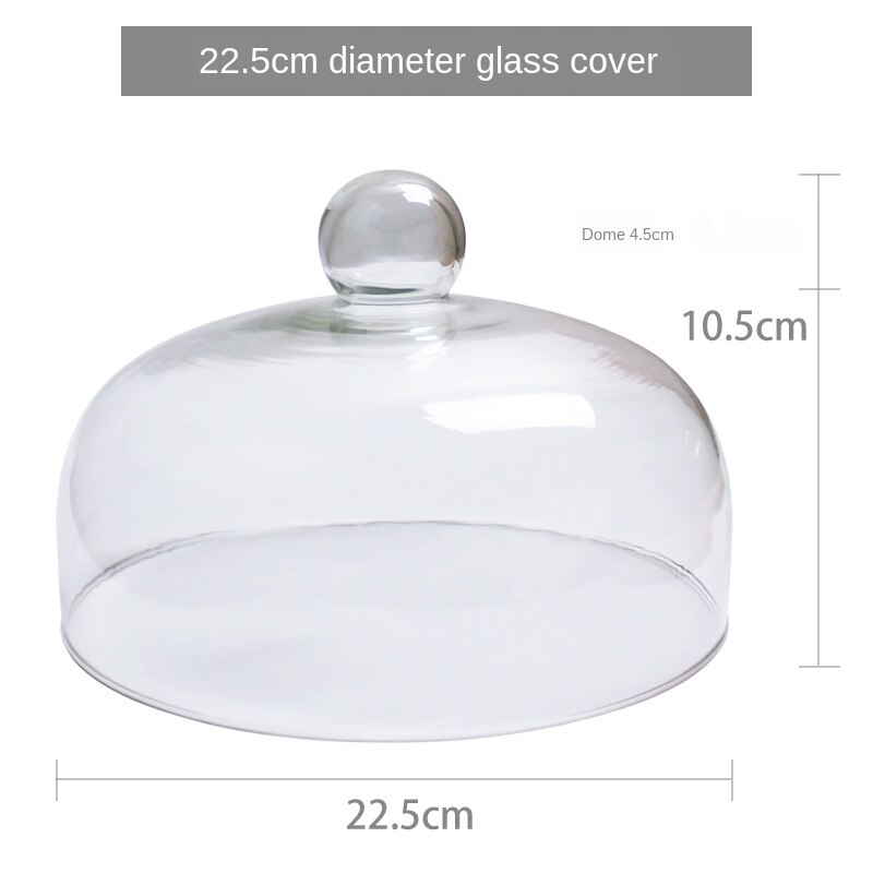 Cake Display Tray, Bread Dessert Tray with Transparent Glass Cover, Simple Multifunctional Cake Accessory Fruit Tray: 1pcs-L