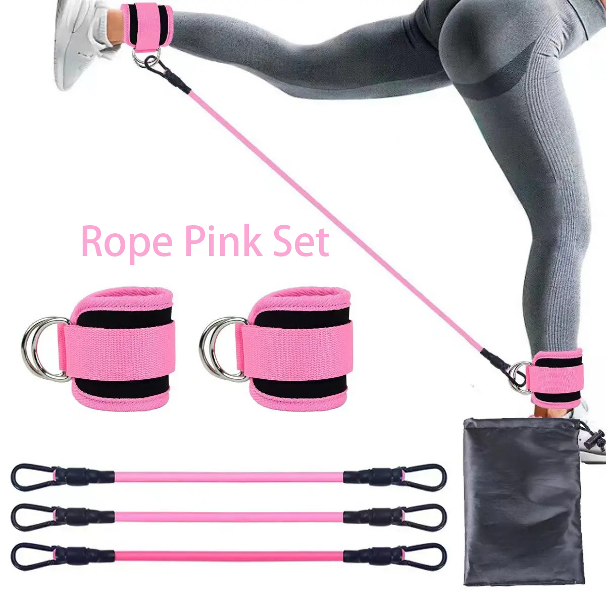 Enkelbandjes Weerstandsband Elastische Oefening Been Kracht Yoga Pilates Extra Trekkoord Gym Fitness Apparatuur Sport Vrouwen: green
