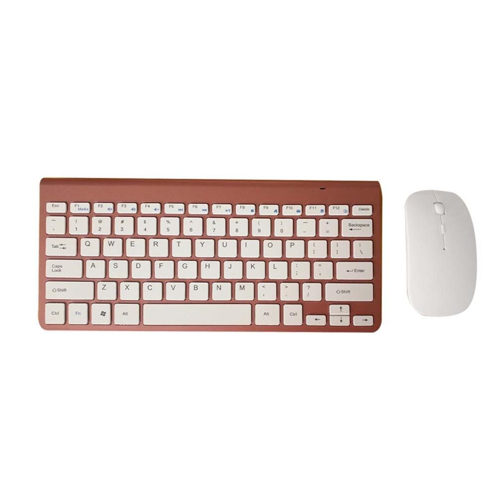 Mini trådløst tastatur bluetooth tastatur og mus kan brukes til driftsselskaper, familieturer, egnet for pc-tastaturer: Rose gull