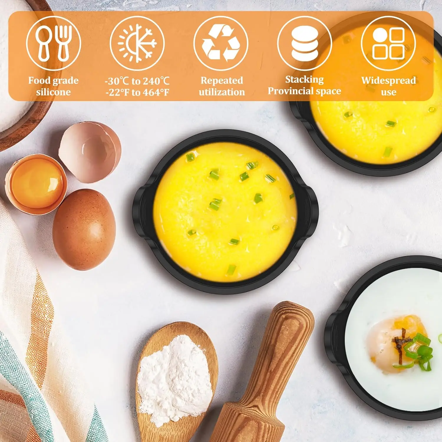 Air Fryer Egg Moulds Silicone Egg Poacher Stovetop Egg Cooking For Microwave Air Fryer Baking Accessories Egg spinner Egg cups