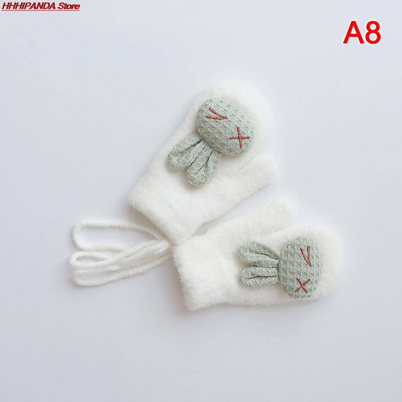 1 Paar Herfst Winter Warm Baby Handschoenen Cartoon Animal Bunny Thicken Kids Handschoenen Voor Baby Meisje Jongen Zachte Nylon Kinderen wanten: A8