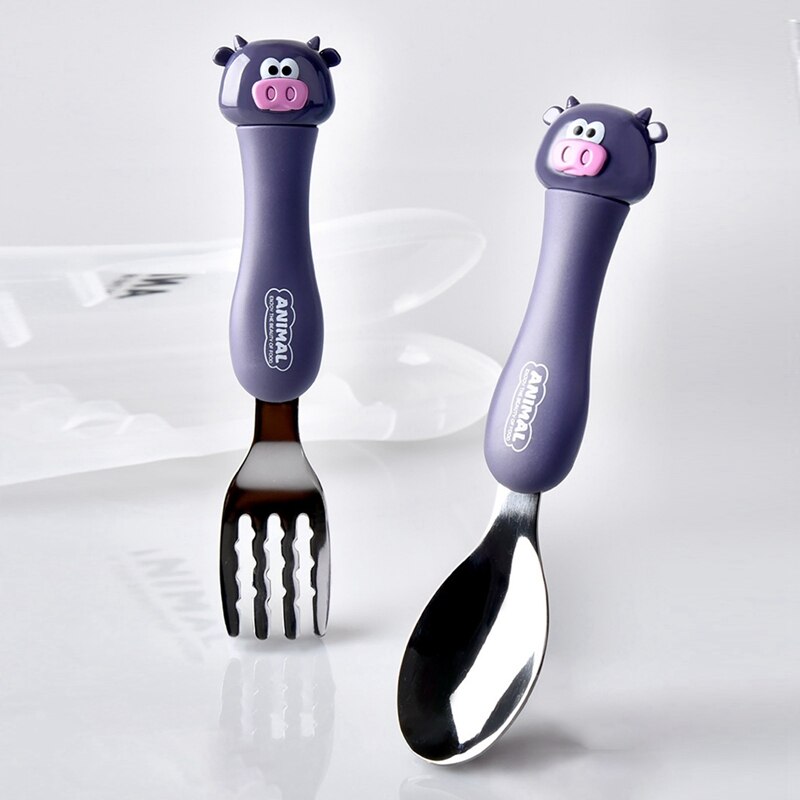 Tableware Cartoon Kids Spoon and Fork Set Stainless Steel Dessert Spoon Fork Baby Gadgets Feed Kid Children's Cutlery