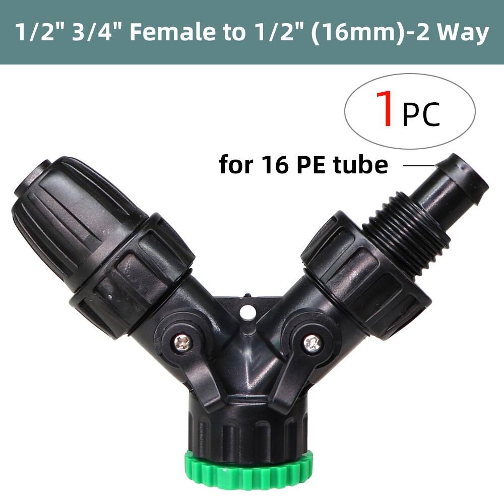 1/2 ''3/4'' 2-IN-1 Weibliche Gewinde zu 1/4'' 3/8'' 1/2'' Barb 2-Weisen 4-weisen Abgeschaltet Stecker Garten Bewässerung Kupplung Adapter: H-1PCS