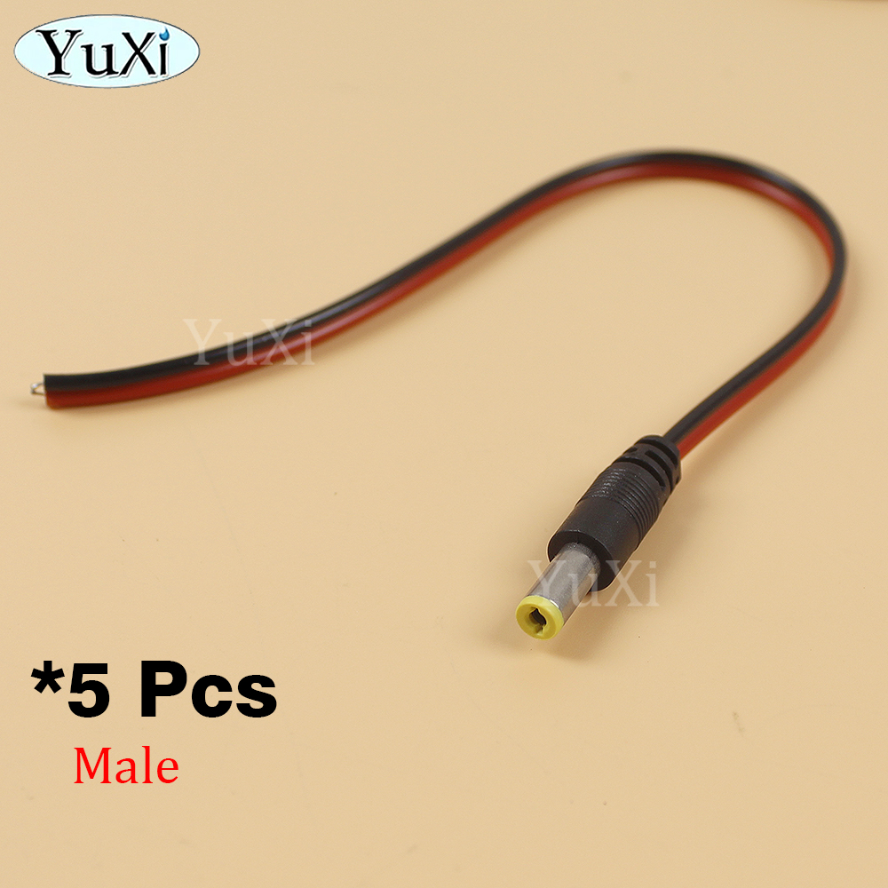 Conector macho y hembra para cámara CCTV, extensión de Cable de CC, 5 piezas, 2,1x5,5 MM, 12V: Negro