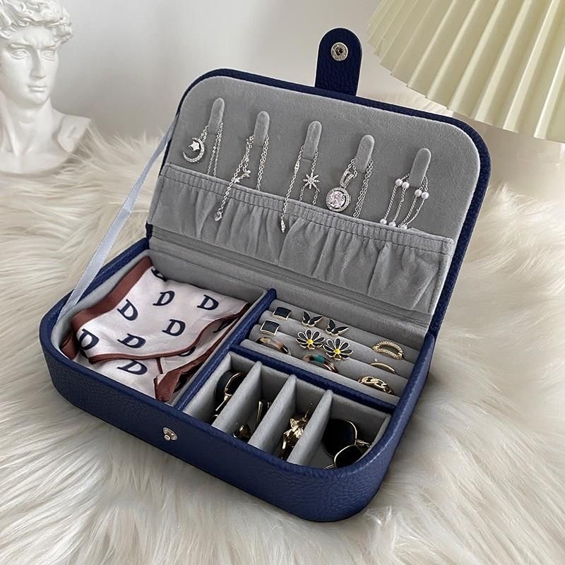 Caja organizadora de joyas portátil, joyeros organizador de joyas de viaje, pendientes de cuero, collar, anillo, caja de almacenamiento de joyería caja para joyeria alajeros para joyas organizador joyero portátil: Lila