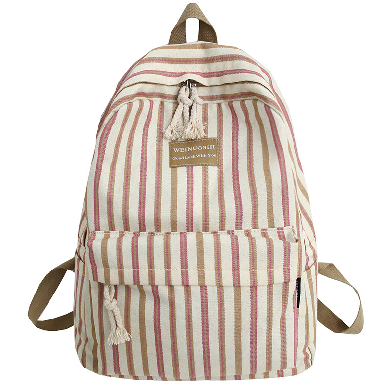 Femme toile Plaid sac à dos étudiant femmes sac d'école fille rayé mignon sacs à dos kawaii streak dames harajuku sac livre adolescent: pink