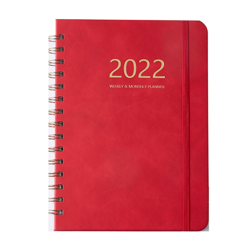 2022 Weekly Planner Notebook Journals Agenda Organizer Daily Plan Note Book Schedule Notepad Stationery School Supplies: Red
