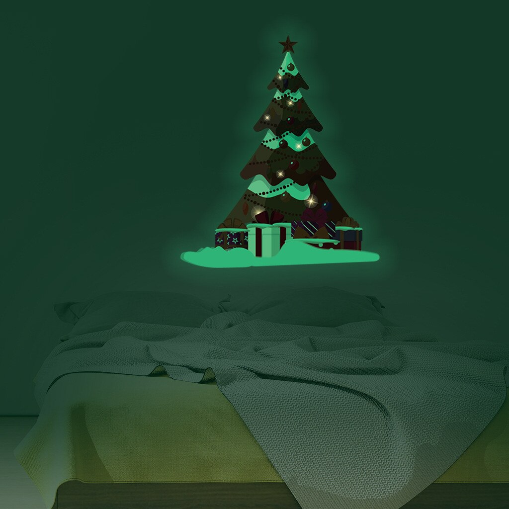 Luminous Christmas Wall Sticker Glow in the Dark Living Room Wall Stickers Christmas Tree Wall Sticker Year Home Decor