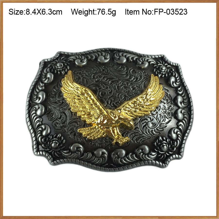 BuckleClub retro western flower eagle jeans belt buckle FP-03523 pewter finish for men 4cm width loop