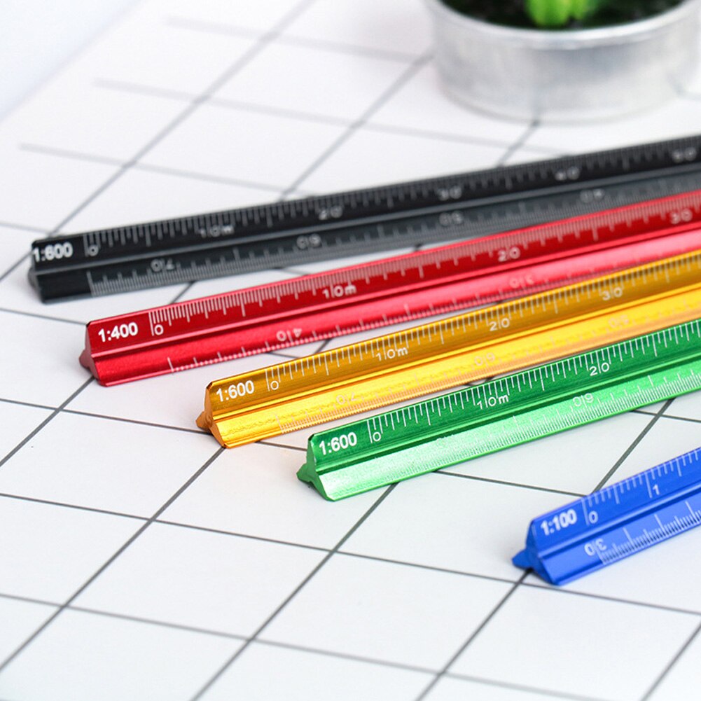 Scale Ruler Small Proportion Office Supplies Multifunctional School Measuring Tool Triangular Colorful Ruler Aluminum
