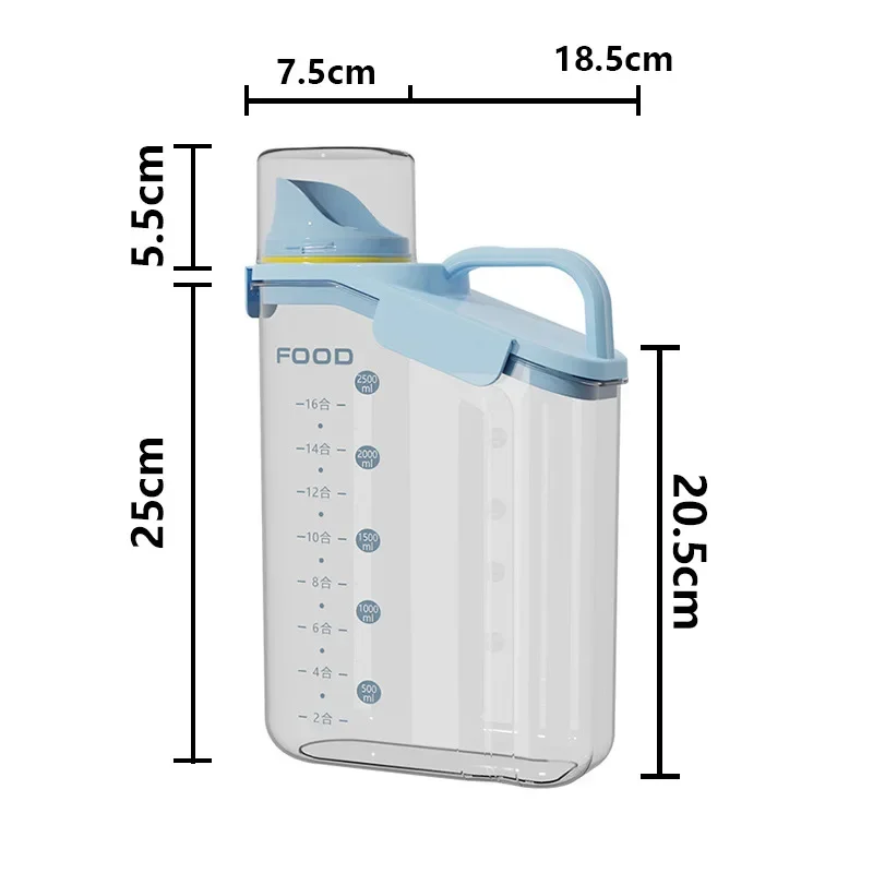 Grandes tasses doseuses à bec verseur pour céréales, stockage compact des aliments secs, transparent, laqué fl.oz, 1,5 l: Orange