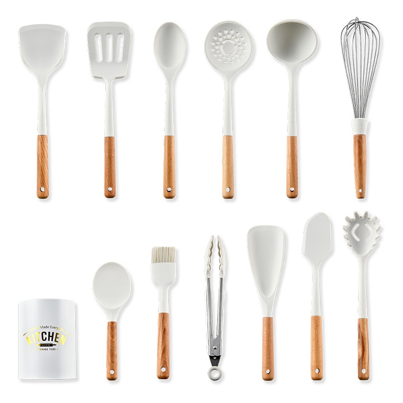White Silicone Kitchenware 1Pcs non stick cooking pot Kitchen Cookware Spatula Egg Beaters Shovel Soup Spoon kitchen gadget