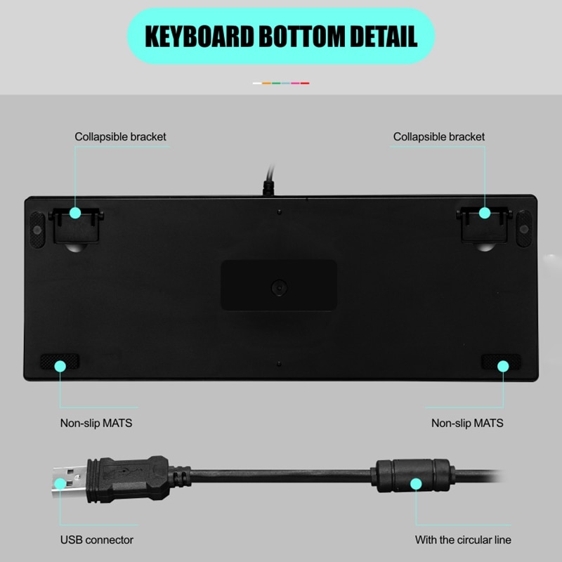 Mechanical Gaming Keyboard & Mouse Set, 87 Keys, Seven Colors RGB USB