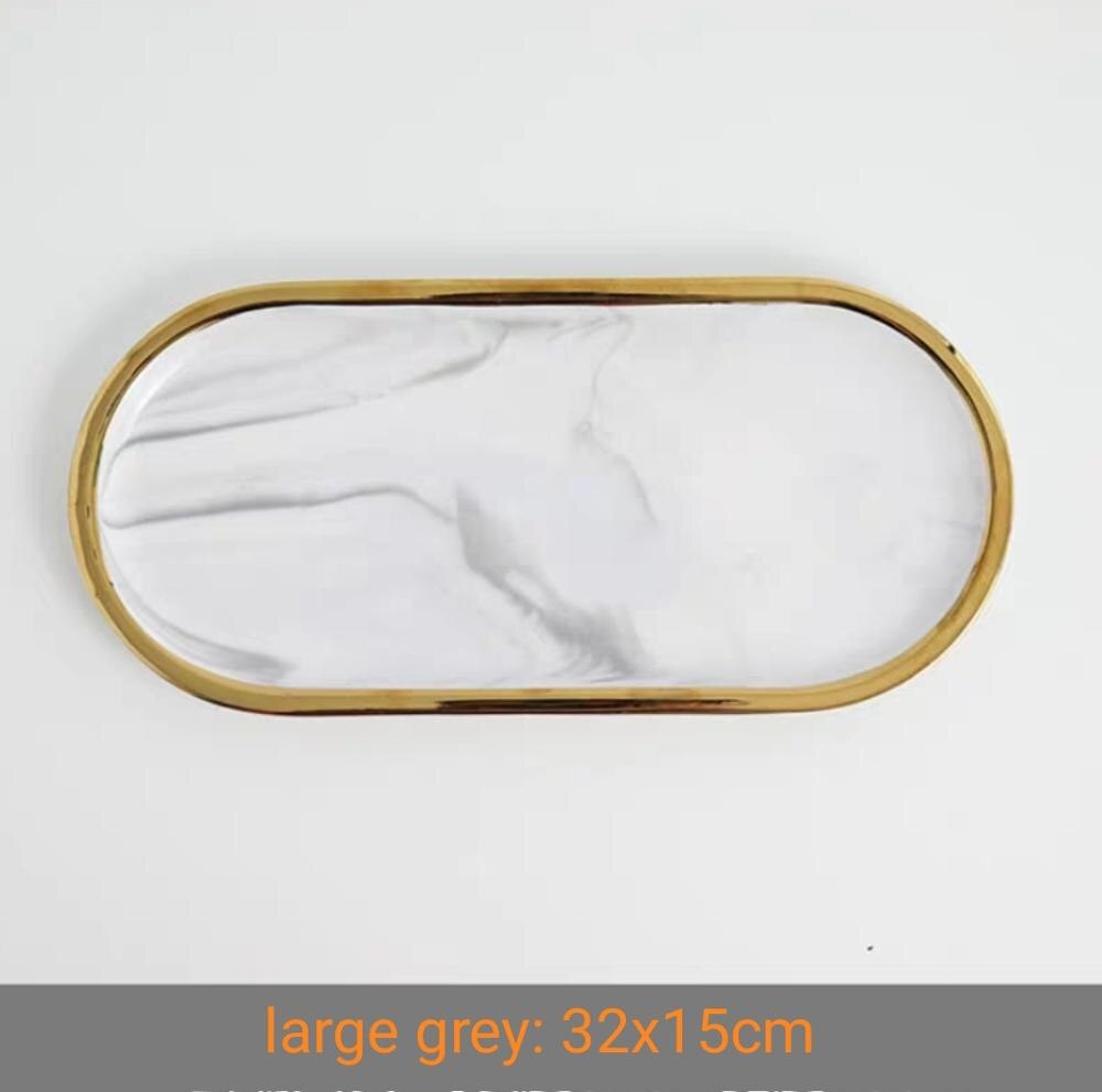 Glass Makeup Brushes Holder Make up Organizer Table Cosmetic Brush Bottle Jewelry Storage Box Ornaments Tray: large grey tray