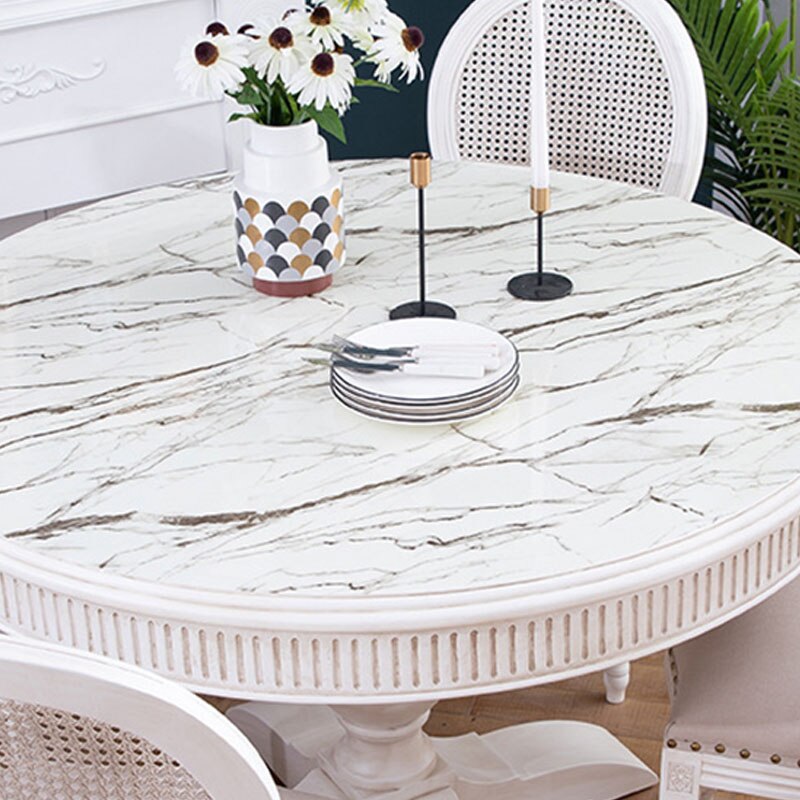 Dia 60cm Round PVC Waterproof Tablecloth Plastic Oilproof Table Cloth Soft No-wash Table Cloth For Home Kitchen Decor