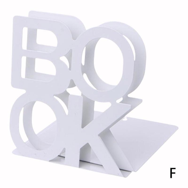 1pair Bookend School Metal Stand Metal Letter Bookends Metal Bezel Stationery Alphabet Book Holder Office Supplies Ends Off: F