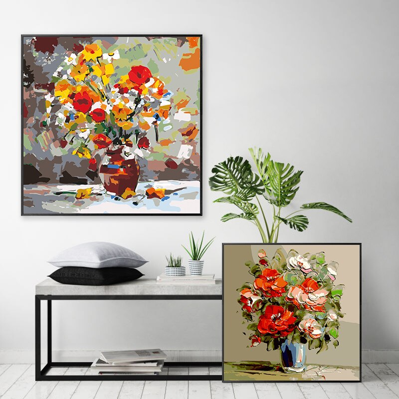 paint by number art painting by numbers still life flowers rich background wall hand-painted fill decorative paintings