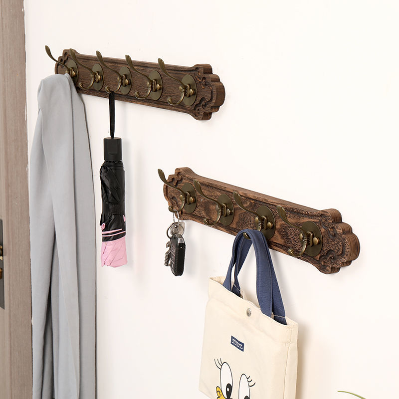Perchero de madera maciza para bata de lujo con 4/5/6/7/8 ganchos, colgador de ropa de pared, llaves, almacenamiento de sombreros, colgante para muebles de entrada