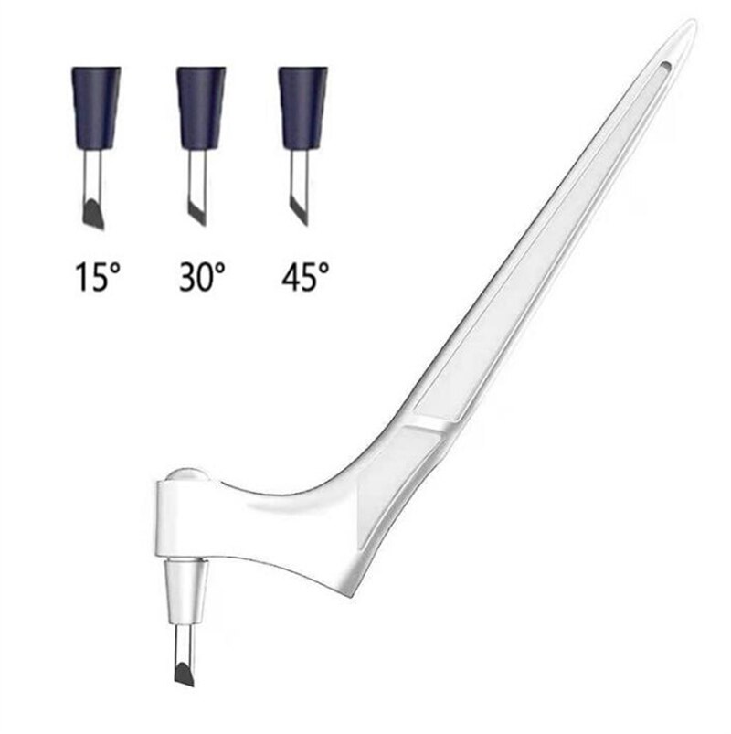 DIY Art Cutting Tool Craft Cutting Kinfe with 360 Steel Rotating Blade Safety Cutter Paper Knife with 3pcs Blades Cutting Pen: white