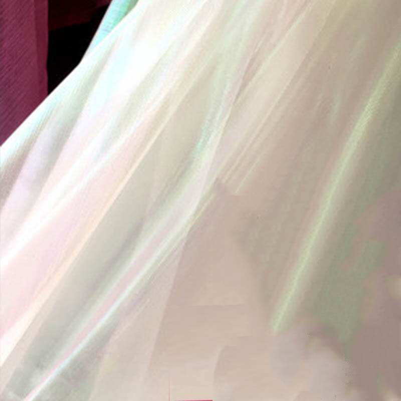 Tissu Tulle Organza irisé 100x150CM | Arrière-plan bricolage pour thème sirène licorne, nappe de mariage, décor de fête: White