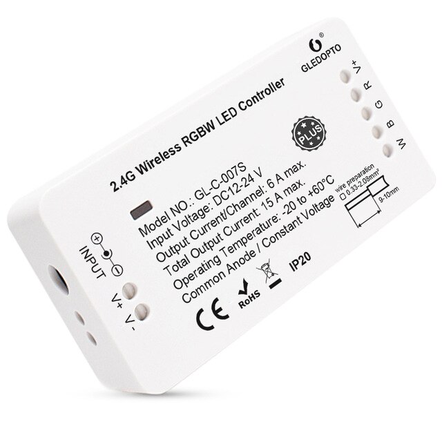 GLEDOPTO ZigBee RGBW Controller Plus Strip Controller Compatible With Zigbee Hub Remote Control Voice Control DC12-24V LED Smart: RGBW Plus