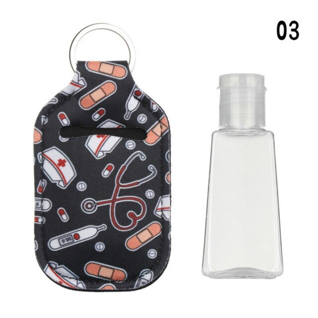 1PC 30ml Empty Hand Sanitizer Bottle Mini Portable Travel Silicone Disinfect Gel Bottles Refillable Bottles with Keychain Ring: 3