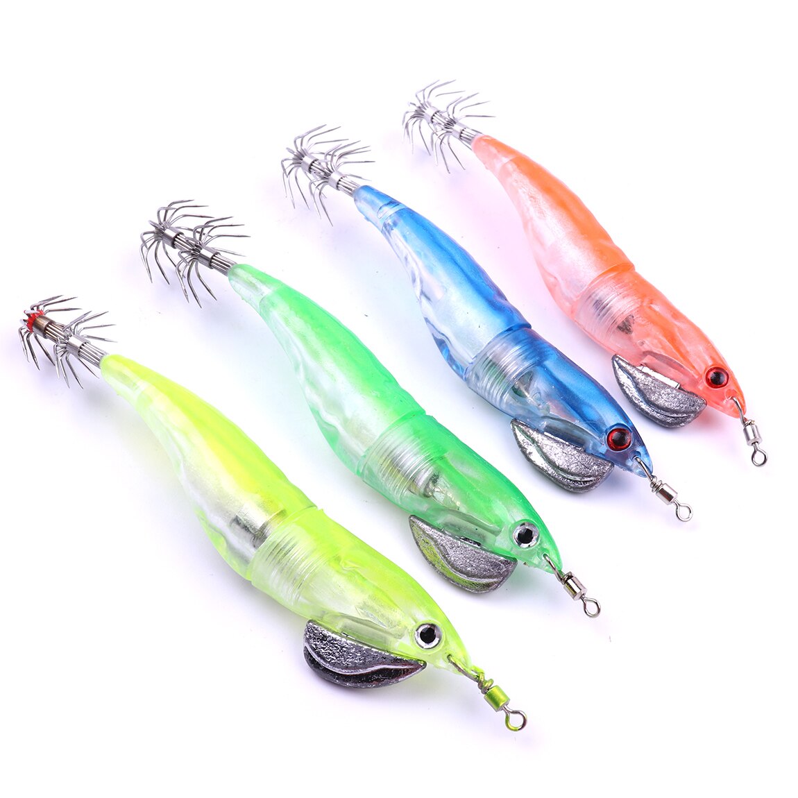 1pcs 100% and Brand Shrimp Squid Fishing Lure Special Multy Colour LED Lighted Clear Prawn Squid Jig