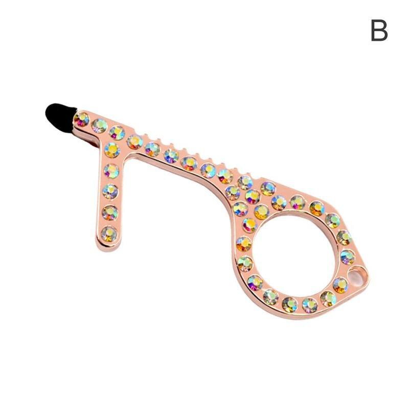 1pcs Anti Contact Door Opener Touchless Key Opener Doors Without Touching Home EDC Door Opener Portable Anti Contact Door Opener: Rose gold