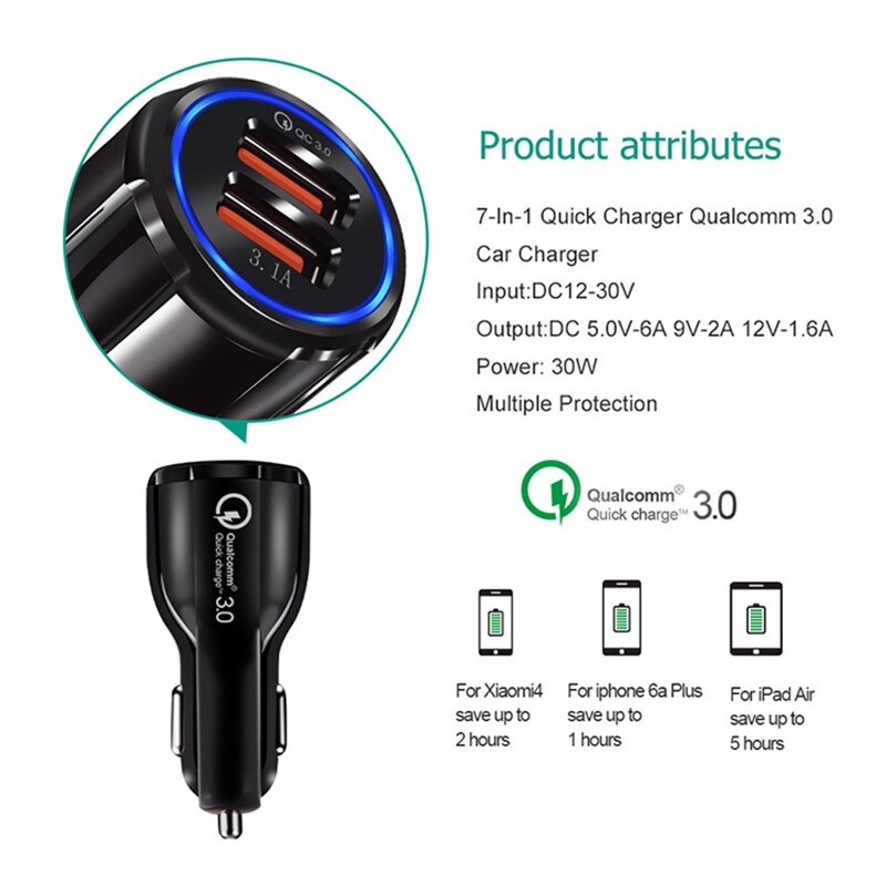 Quick Charge 3.1A 3.0 Dual Usb Car Charger Voor Samsung Xiaomi Huawei QC3.0 Qc Auto Tablet Pc Snel Opladen Adapter mobiele Telefoon