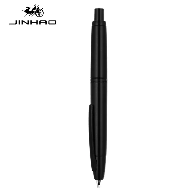 JINHAO 10 pluma estilográfica de prensa, punta retráctil EF/F de Metal con Clip, convertidor de pluma de tinta para escribir, suministros escolares, papelería PK A1 A2: Negro / M