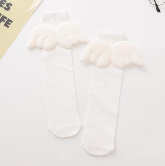 Baby FlüGel Strumpf freundlicher Weiche Baumwolle bein warme Kleinkind Knie Hohe Strumpf studenten sneaker Legwarm Herbst Winter Neue: Weiß Flügel