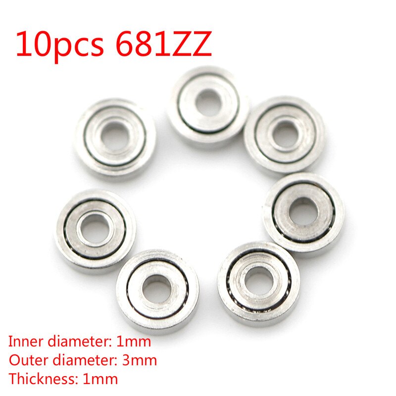 10 pièces 681ZZ Mini roulements à billes miniatures en métal ouvert Micro roulement 1x3x1mm