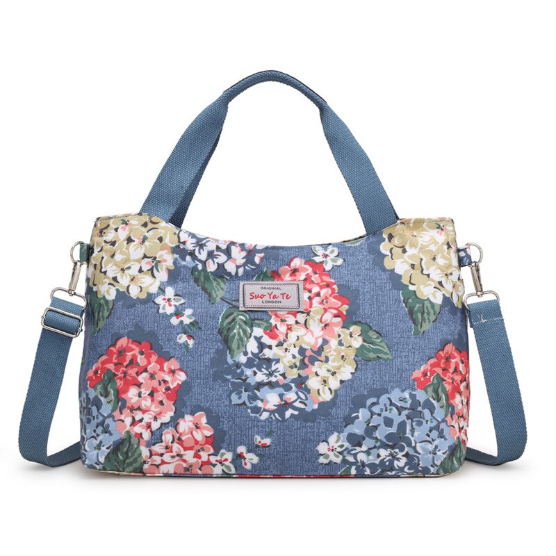 Sac à couches multi-fonctionnel sac à main étanche sac à bandoulière simple soins infirmiers Shopping Portable sac de mère: Blue Bouquet