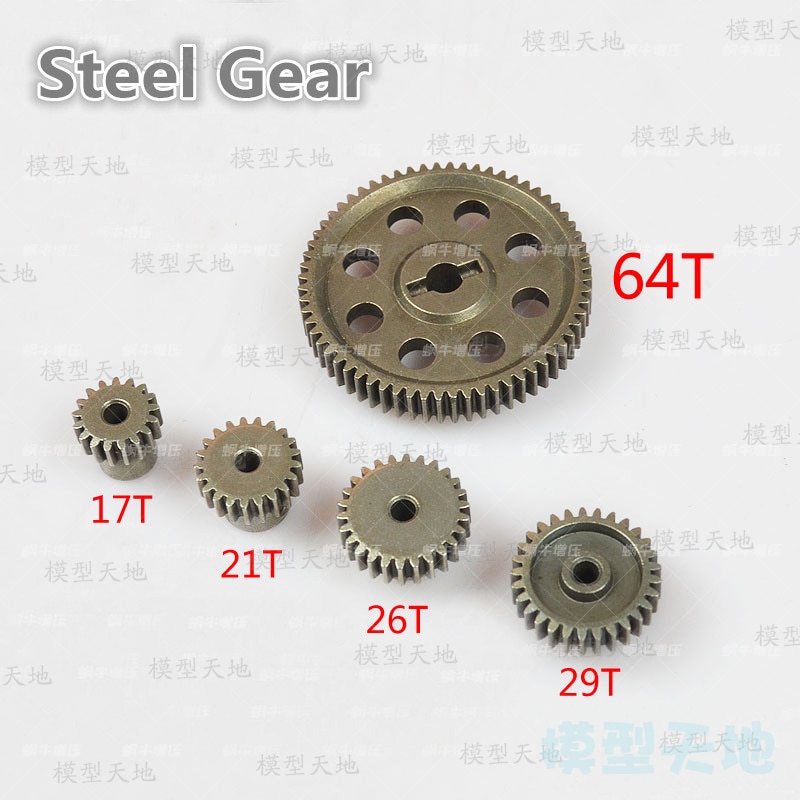 11184 Steel Metal Spur Diff Differential Main Gear 5MM 64T Motor Pinion Gears 3.17MM 17T 21T 26T 11119 11181 11176 11189 HSP Car