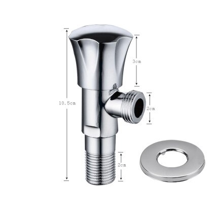 Quarter Turn Angle Stop Valve Thickened Brass Faucet Triangular Valve G1/2 Bathroom Cold Water Shut Off Valve for Toilet: Lengthened