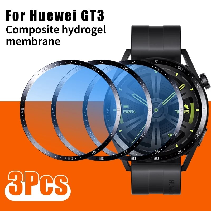 3PCS 9D Curved Screen Protectors Cover Film For Huawei Watch GT3 42MM 46MM Soft Fiber Glass Hauwei Watch GT 3 3GT WatchGT3 46 MM