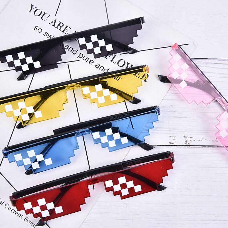 Men Women Pixel Glasses Mosaic Glasses Sunglasses Trendy Cool Party Funny Vintage Shades Eyewear