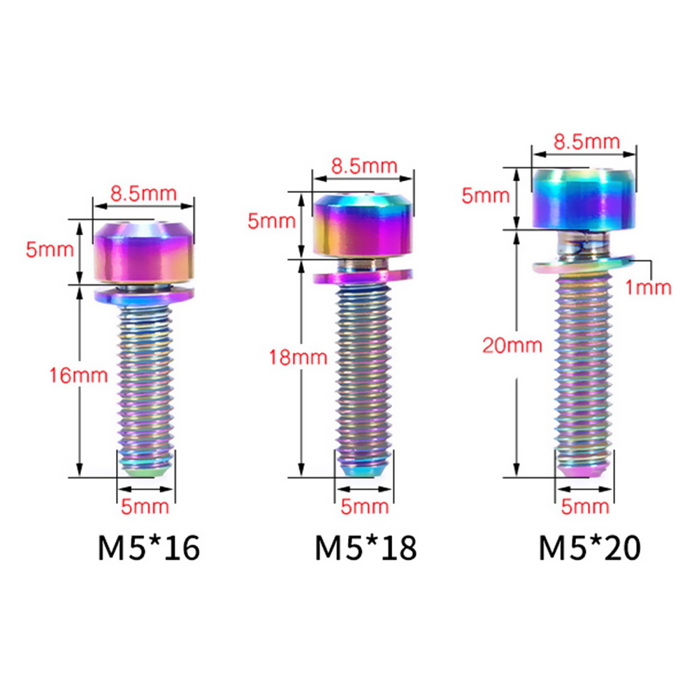 Tc4 m5 16mm/18mm/20mm titan stamme festebolter for sykkel mtb sykkel stamme skruer faste bolter sykkel sykkel deler 3 farger