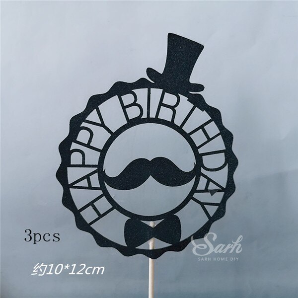 Decoração de bolo com borla "feliz aniversário", chapéu da estrela dourado preto com borla "feliz aniversário" coleção de bolo, presentes de festa de aniversário e casamento: 3 pcs