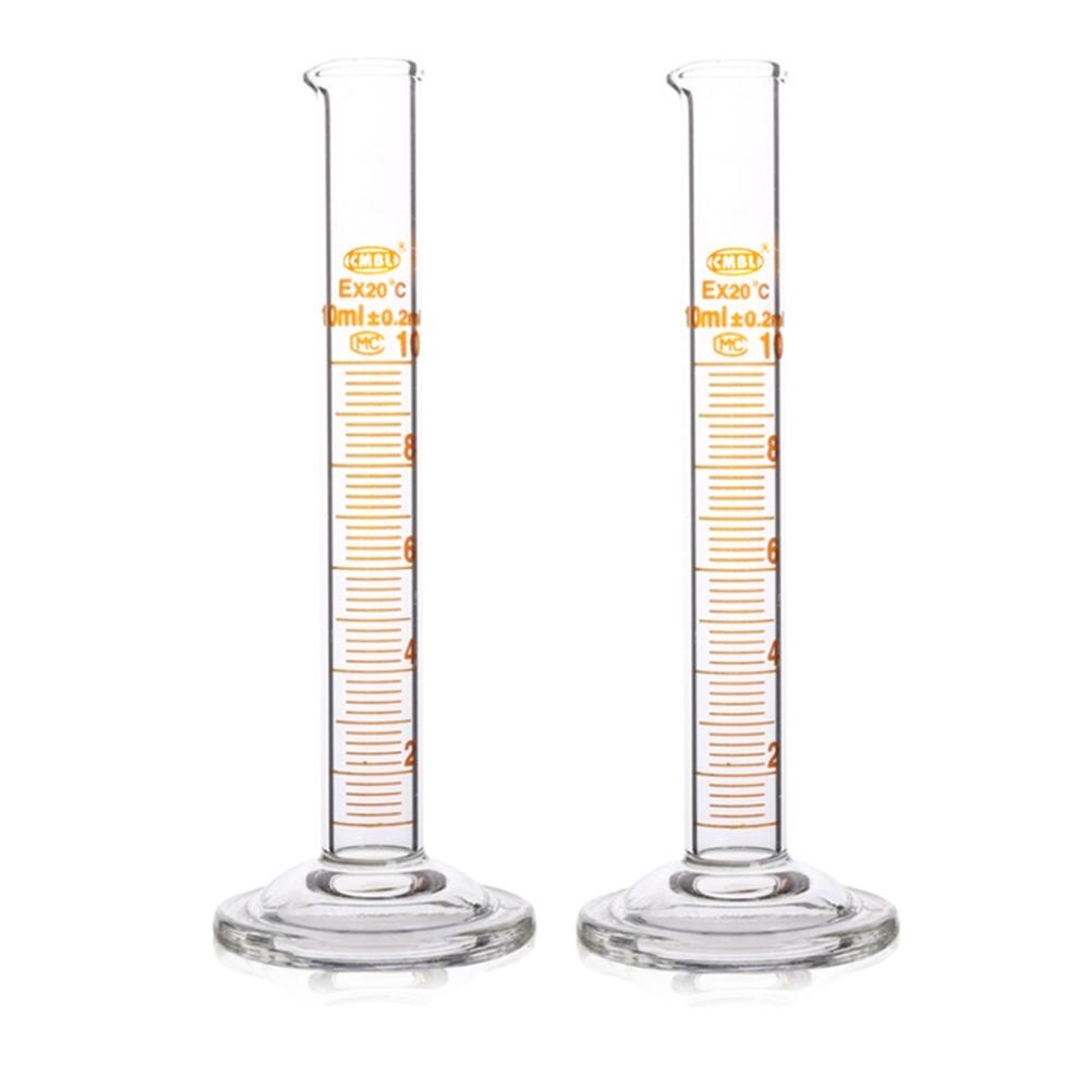 10ml Glass Measuring Cylinder Graduated Spout Mouth Laboratory Glassware