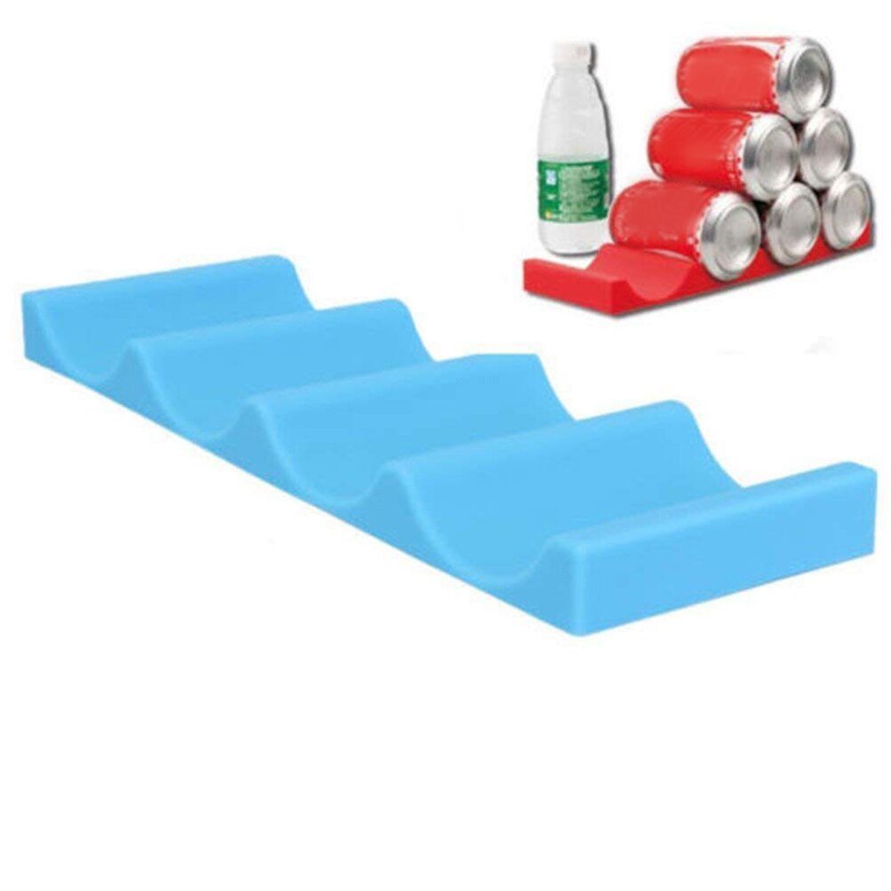 Organizador de botellas de vino y cerveza, soporte de silicona duradero para nevera, accesorios de barra de herramientas para apilar, color rojo y azul, novedad