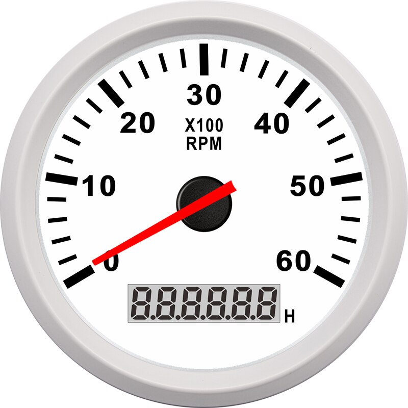 Båd påhængsmotor omdrejningstæller marine bil tachometer med lcd timetæller 85mm 6000 rpm motorcykel digital måler pointer racing sensor: Ww -6kl rpm