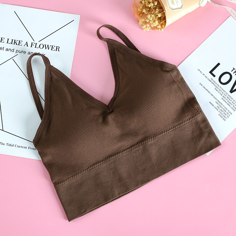 Svokor Vest Naadloze Beha Bandjes Naadloos Verzamelen U-Vormige Halter Met Borst Pad Sport Verpakt Borst: brown