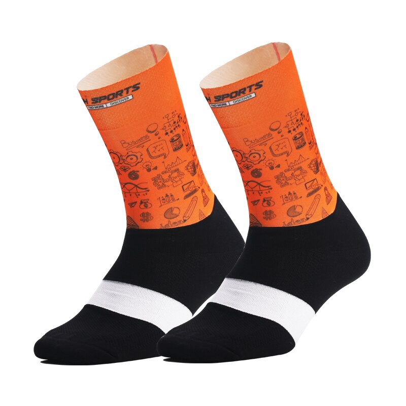 Brand Sport Pro Cycling Socks Comfortable Road Bicycle Socks Mountain Bike Socks Calcetines Ciclismo: Orange