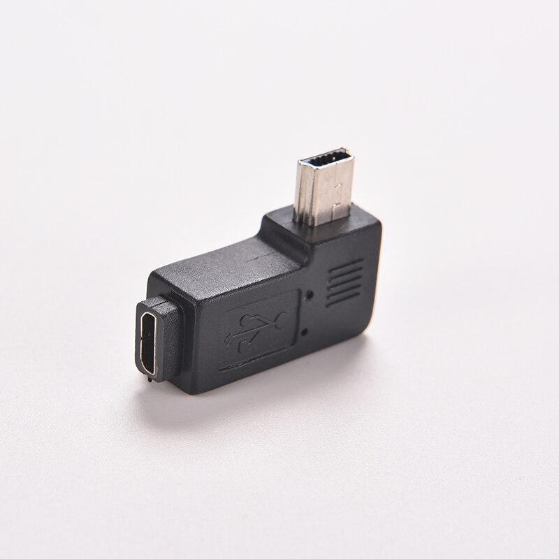 Mini usb type a han til micro usb b hun 90 graders venstre vinkel adapter